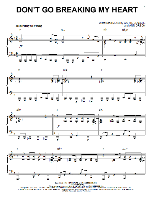 Elton John Don't Go Breaking My Heart [Jazz version] (arr. Brent Edstrom) Sheet Music Notes & Chords for Piano - Download or Print PDF