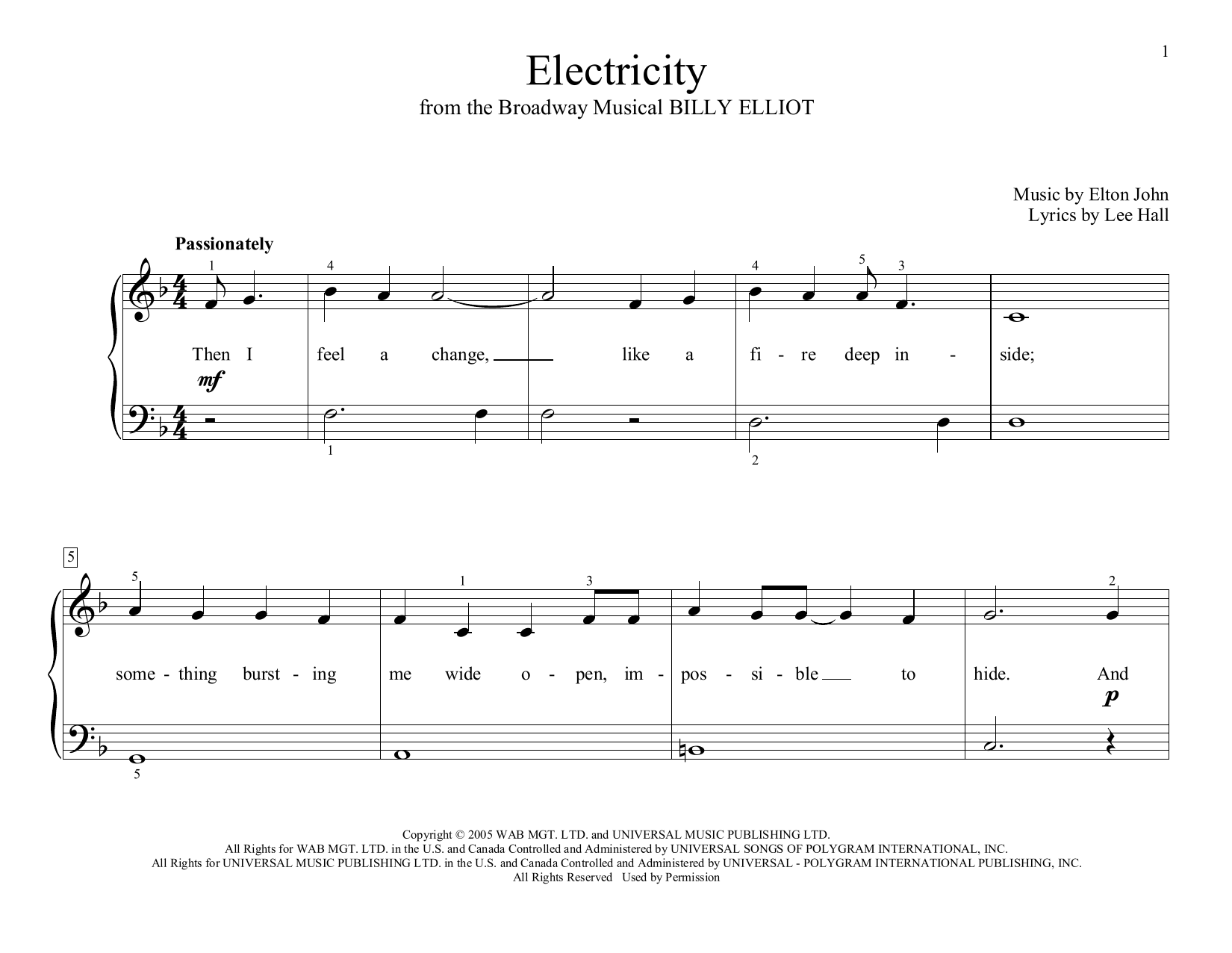 Elton John Electricity (arr. Christopher Hussey) Sheet Music Notes & Chords for Educational Piano - Download or Print PDF