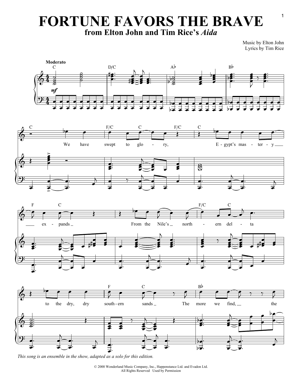 Elton John Fortune Favors The Brave Sheet Music Notes & Chords for Piano & Vocal - Download or Print PDF