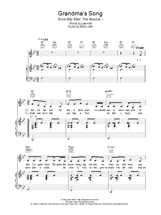 Elton John Grandma's Song Sheet Music Notes & Chords for Easy Piano - Download or Print PDF