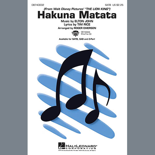 Elton John, Hakuna Matata (from Disney's The Lion King) (arr. Roger Emerson), 2-Part Choir