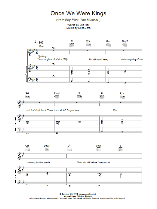 Elton John Once We Were Kings Sheet Music Notes & Chords for Piano, Vocal & Guitar (Right-Hand Melody) - Download or Print PDF