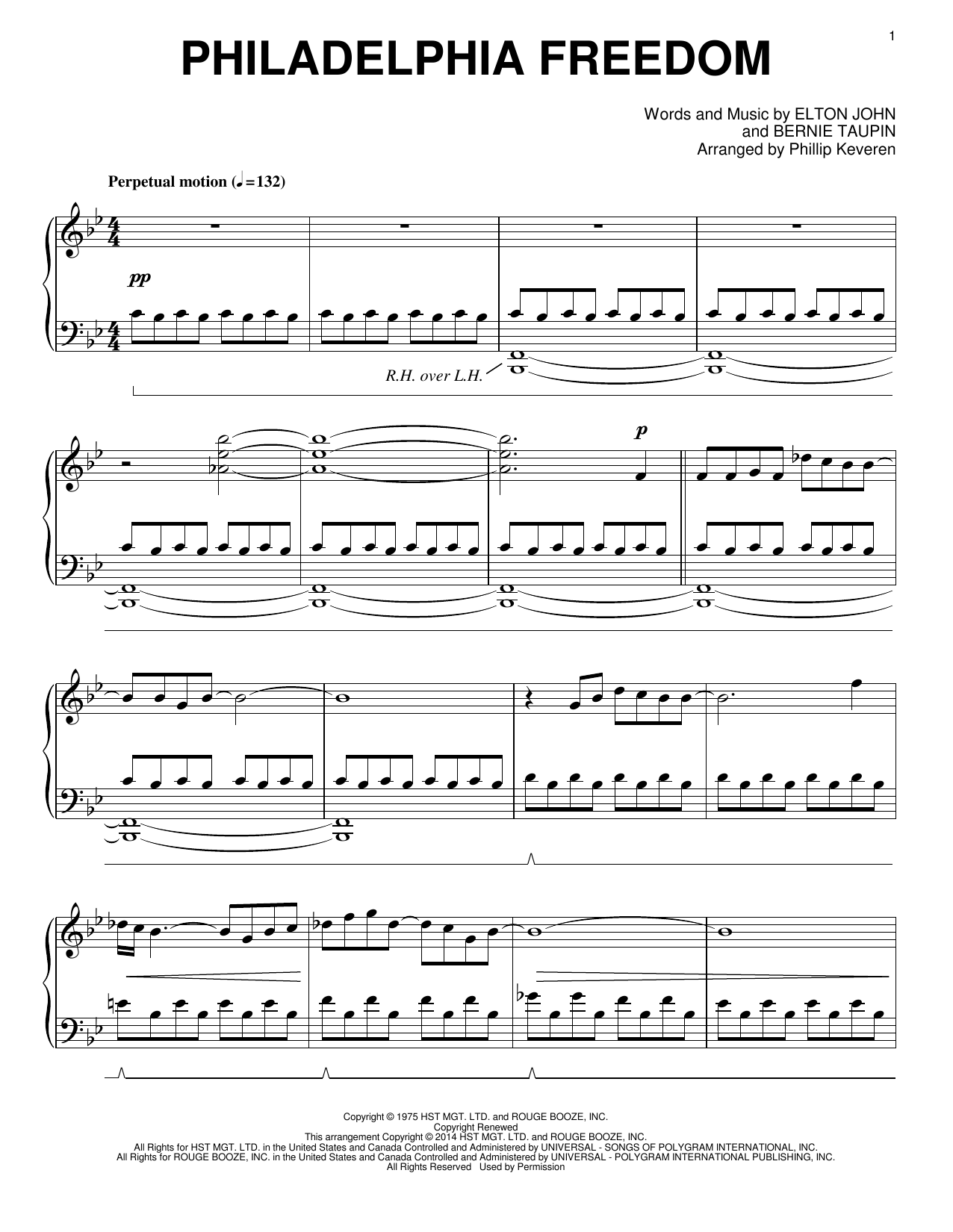 Elton John Philadelphia Freedom [Classical version] (arr. Phillip Keveren) Sheet Music Notes & Chords for Piano - Download or Print PDF