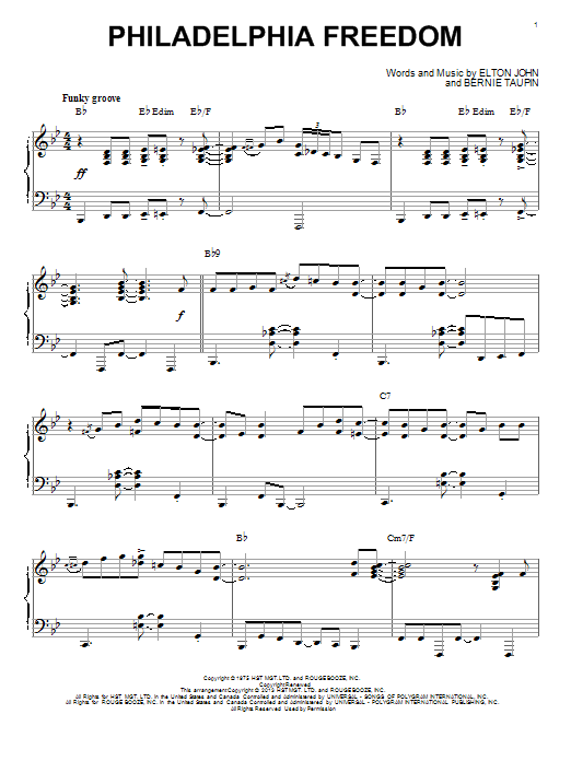Elton John Philadelphia Freedom [Jazz version] (arr. Brent Edstrom) Sheet Music Notes & Chords for Piano - Download or Print PDF