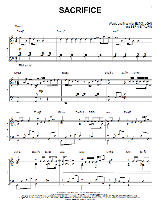 Elton John Sacrifice [Jazz version] (arr. Brent Edstrom) Sheet Music Notes & Chords for Piano - Download or Print PDF
