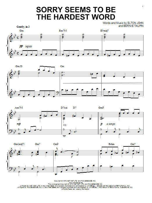 Elton John Sorry Seems To Be The Hardest Word [Jazz version] (arr. Brent Edstrom) Sheet Music Notes & Chords for Piano - Download or Print PDF