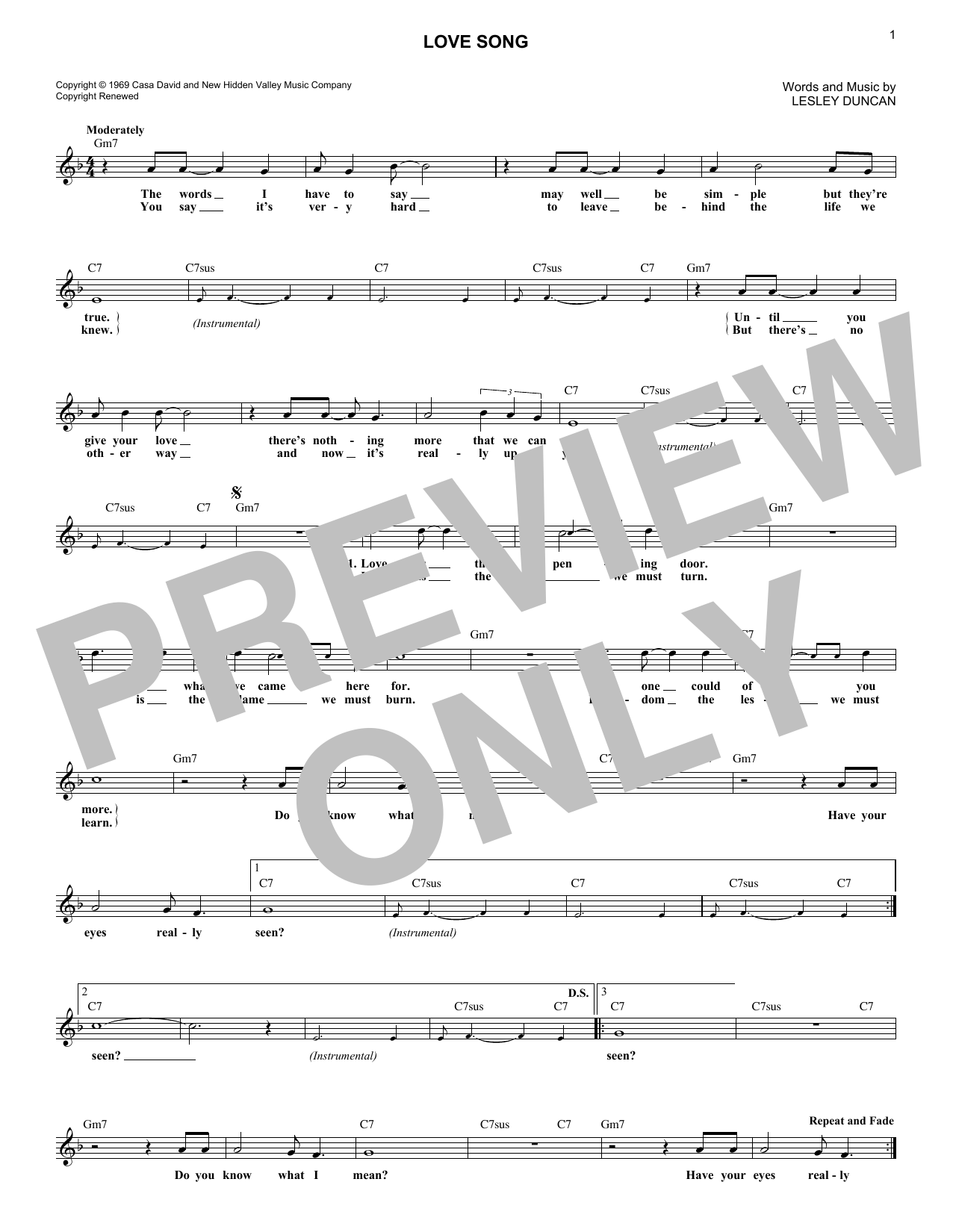 Preview Elton John Love Song Love sheet music, notes and chords for Lead Sheet / Fake Book, SKU: 408649 Love Song sheet music