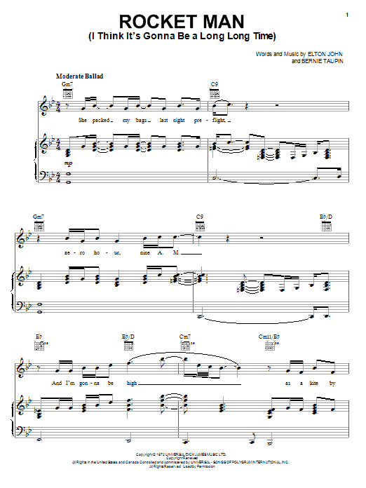 Rocket Man (I Think It's Gonna Be A Long Long Time) sheet music