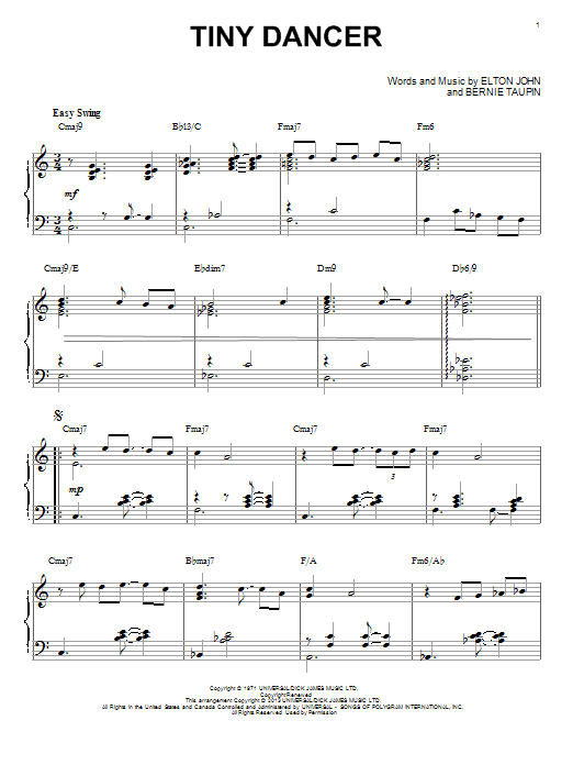 Elton John Tiny Dancer Jazz Version Arr Brent Edstrom Sheet Music Download Pdf Score 151635