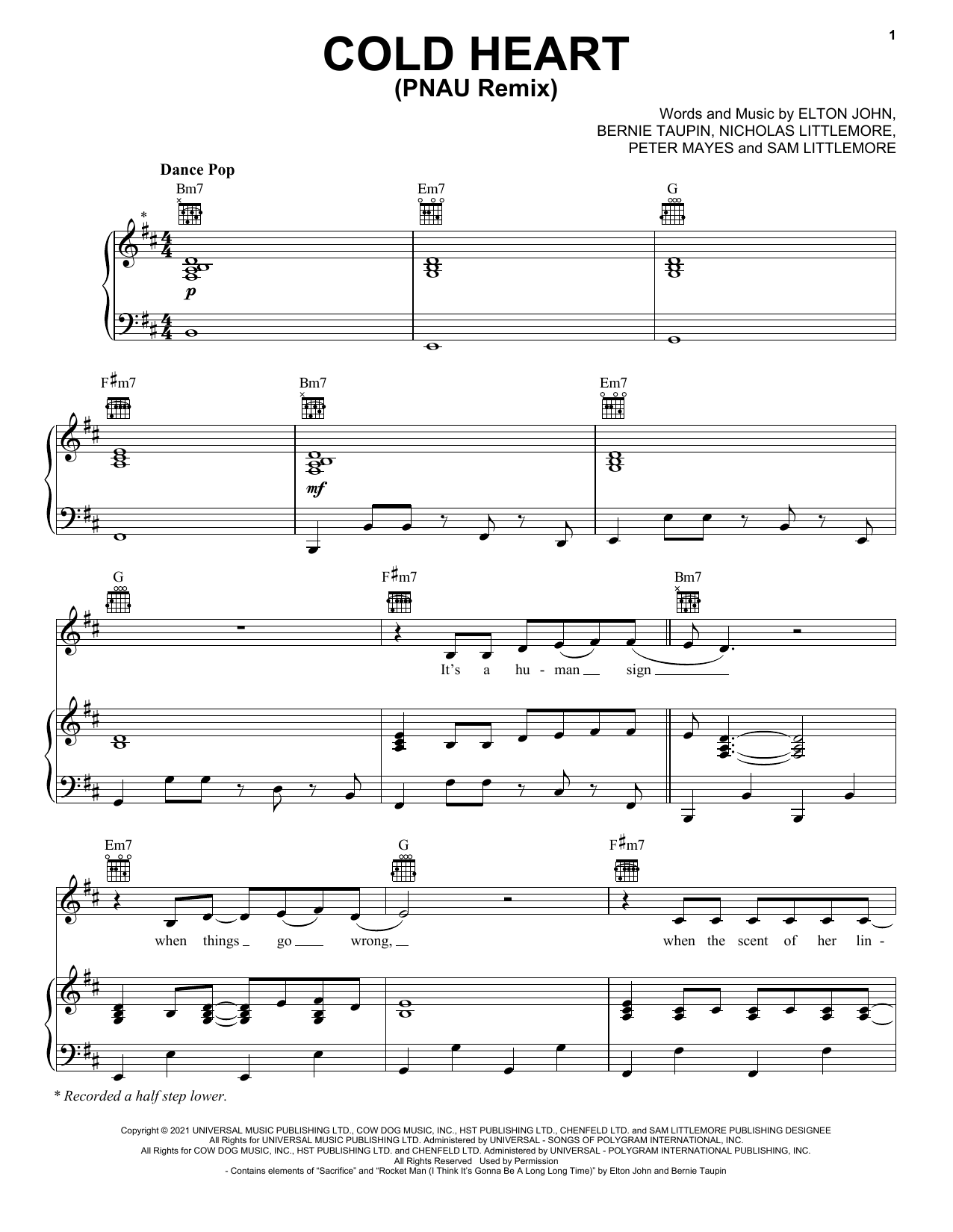 Preview Elton John & Dua Lipa Cold Heart (PNAU Remix) Pop sheet music, notes and chords for Piano, Vocal & Guitar (Right-Hand Melody), SKU: 501480 Cold Heart (PNAU Remix) sheet music