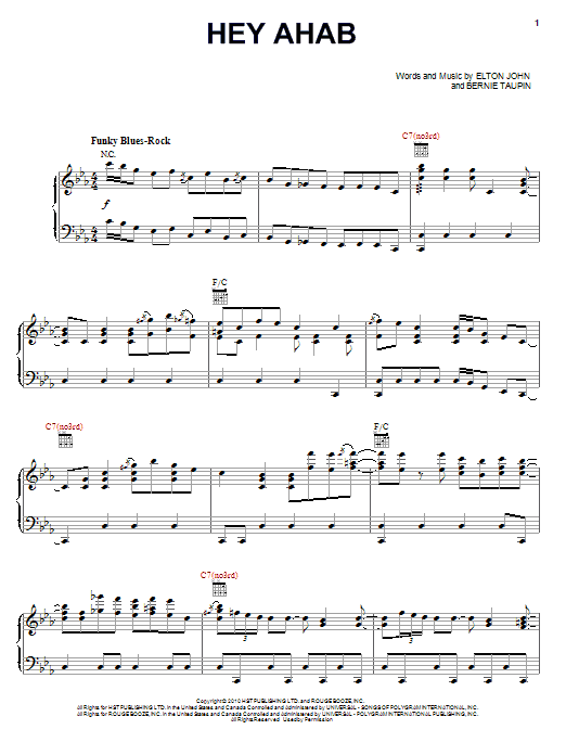 Preview Elton John & Leon Russell Hey Ahab Rock sheet music, notes and chords for Piano, Vocal & Guitar (Right-Hand Melody), SKU: 82262 Hey Ahab sheet music