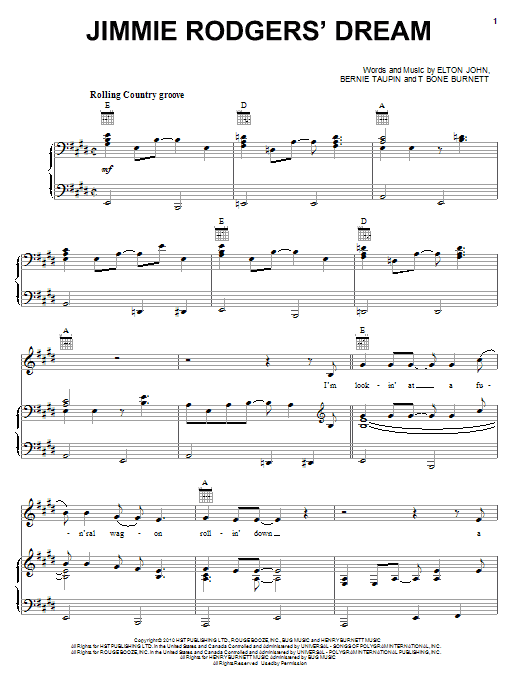 Preview Elton John & Leon Russell Jimmie Rodgers' Dream Rock sheet music, notes and chords for Piano, Vocal & Guitar (Right-Hand Melody), SKU: 82260 Jimmie Rodgers' Dream sheet music