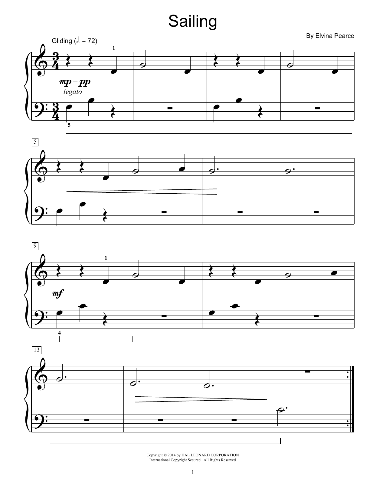 Elvina Pearce Sailing Sheet Music Notes & Chords for Educational Piano - Download or Print PDF