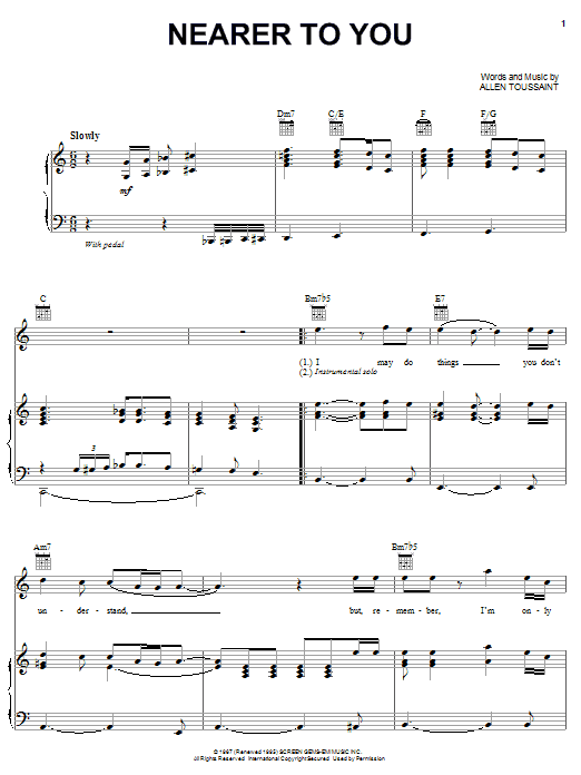 Elvis Costello & Allen Toussaint Nearer To You Sheet Music Notes & Chords for Piano, Vocal & Guitar (Right-Hand Melody) - Download or Print PDF