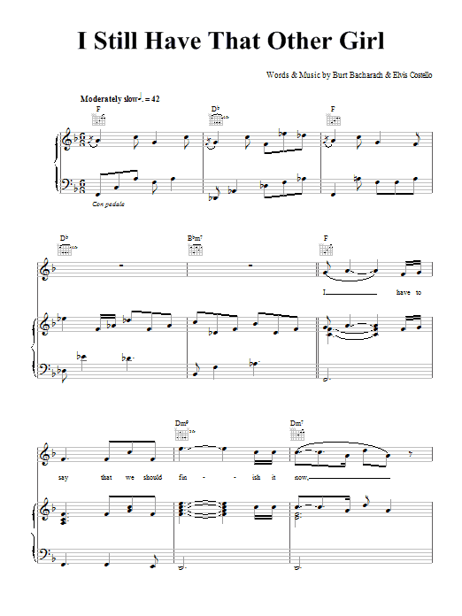 Elvis Costello & Burt Bacharach I Still Have That Other Girl Sheet Music Notes & Chords for Piano, Vocal & Guitar (Right-Hand Melody) - Download or Print PDF