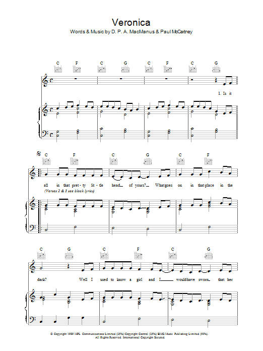 Elvis Costello Veronica Sheet Music Notes & Chords for Bass Guitar Tab - Download or Print PDF