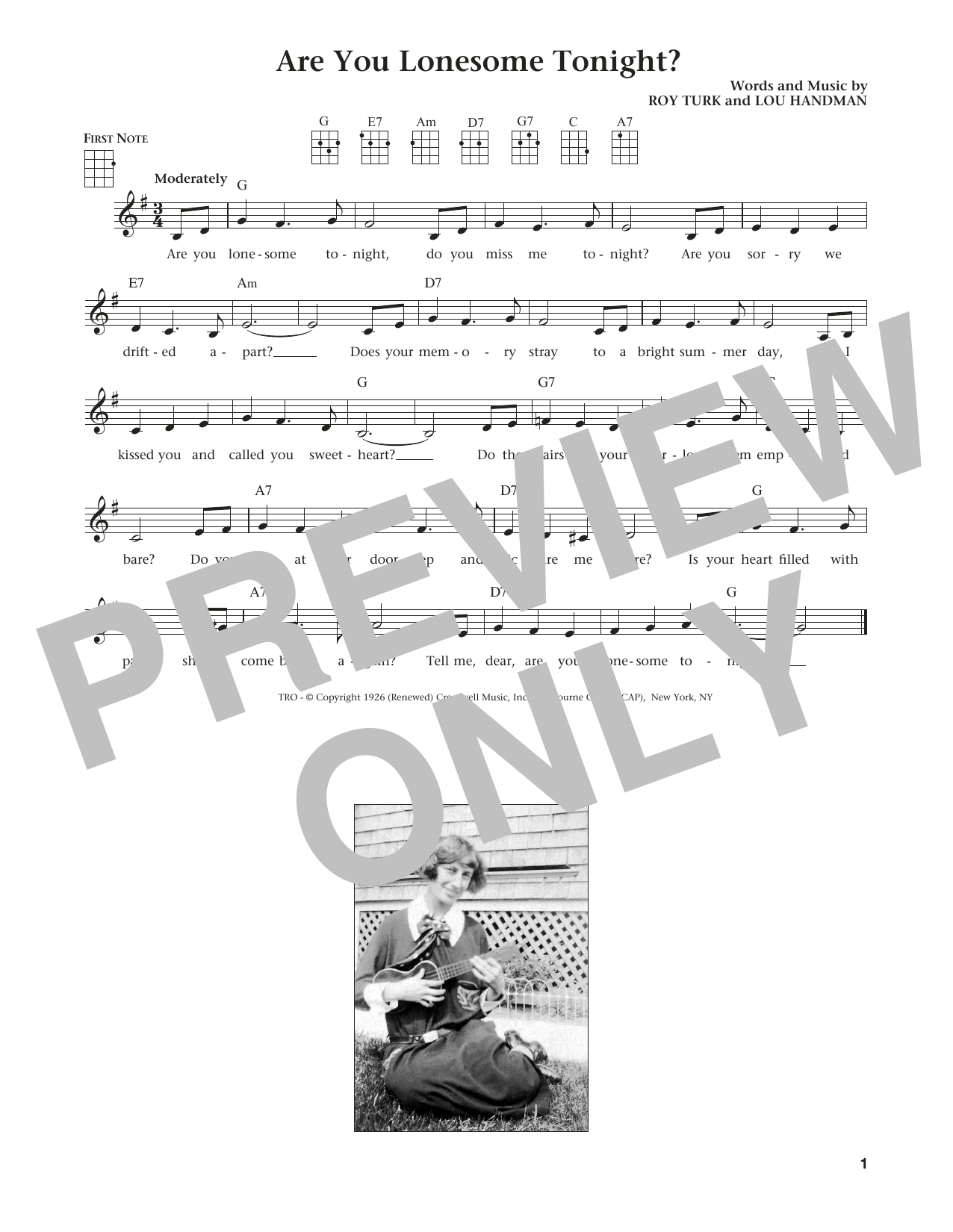 Elvis Presley Are You Lonesome Tonight? (from The Daily Ukulele) (arr. Liz and Jim Beloff) Sheet Music Notes & Chords for Ukulele - Download or Print PDF