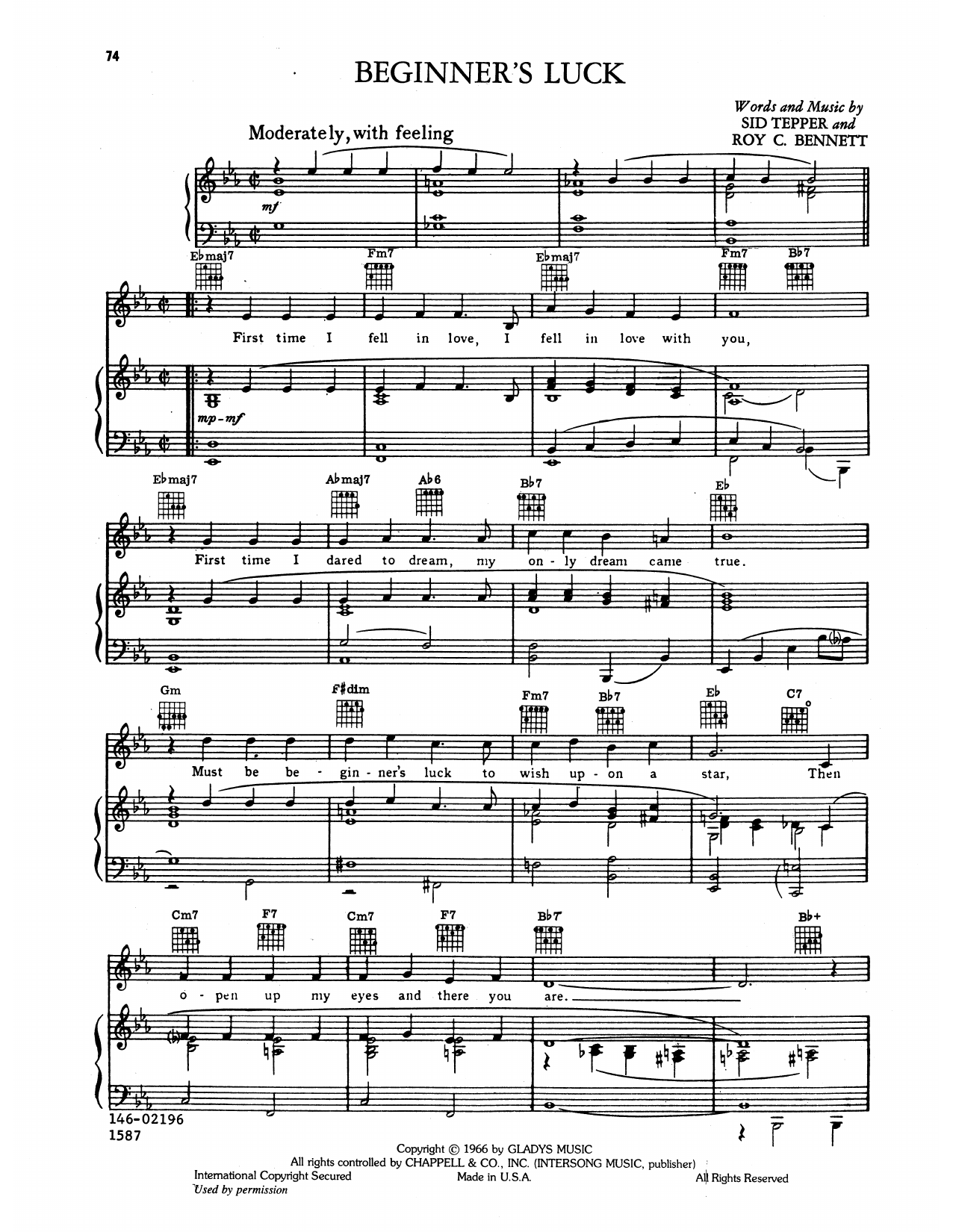 Elvis Presley Beginner's Luck Sheet Music Notes & Chords for Piano, Vocal & Guitar Chords (Right-Hand Melody) - Download or Print PDF