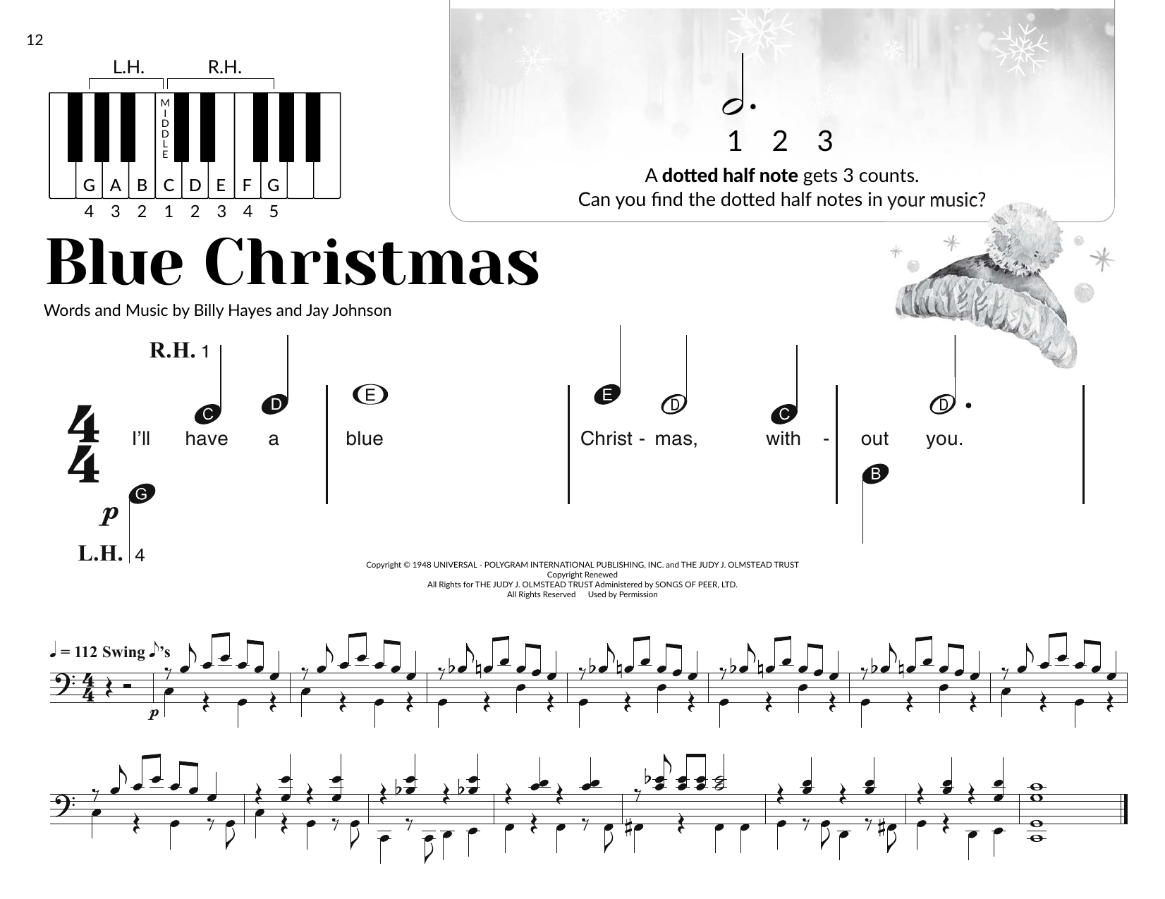 Elvis Presley Blue Christmas (arr. Brittany McCorriston) Sheet Music Notes & Chords for Very Beginner Piano - Download or Print PDF