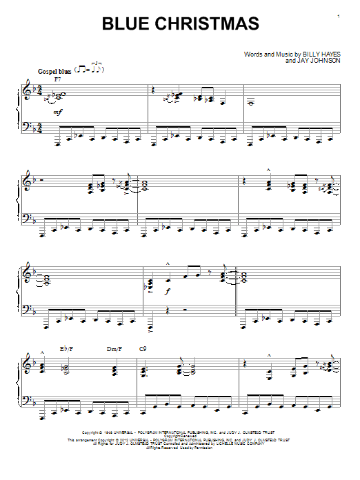 Elvis Presley Blue Christmas [Jazz version] (arr. Brent Edstrom) Sheet Music Notes & Chords for Piano - Download or Print PDF