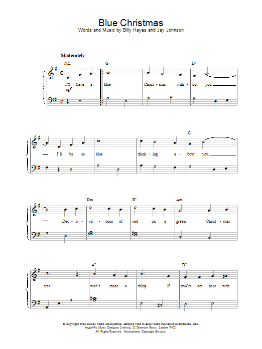 Elvis Presley Blue Christmas Sheet Music Notes & Chords for Guitar Tab - Download or Print PDF