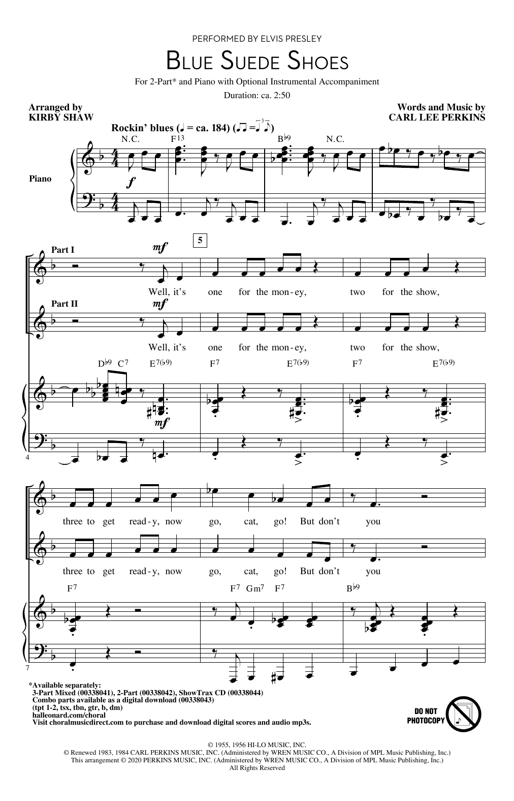 Elvis Presley Blue Suede Shoes (arr. Kirby Shaw) Sheet Music Notes & Chords for 3-Part Mixed Choir - Download or Print PDF
