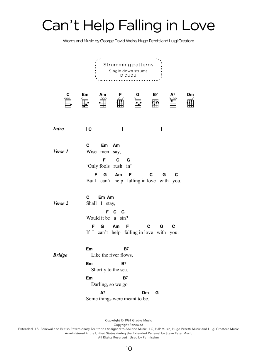 Elvis Presley Can't Help Falling In Love (arr. Elise Ecklund) Sheet Music Notes & Chords for Ukulele Chords/Lyrics - Download or Print PDF