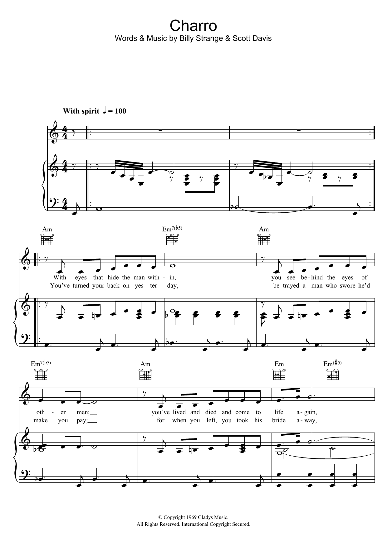Elvis Presley Charro Sheet Music Notes & Chords for Piano, Vocal & Guitar Chords (Right-Hand Melody) - Download or Print PDF