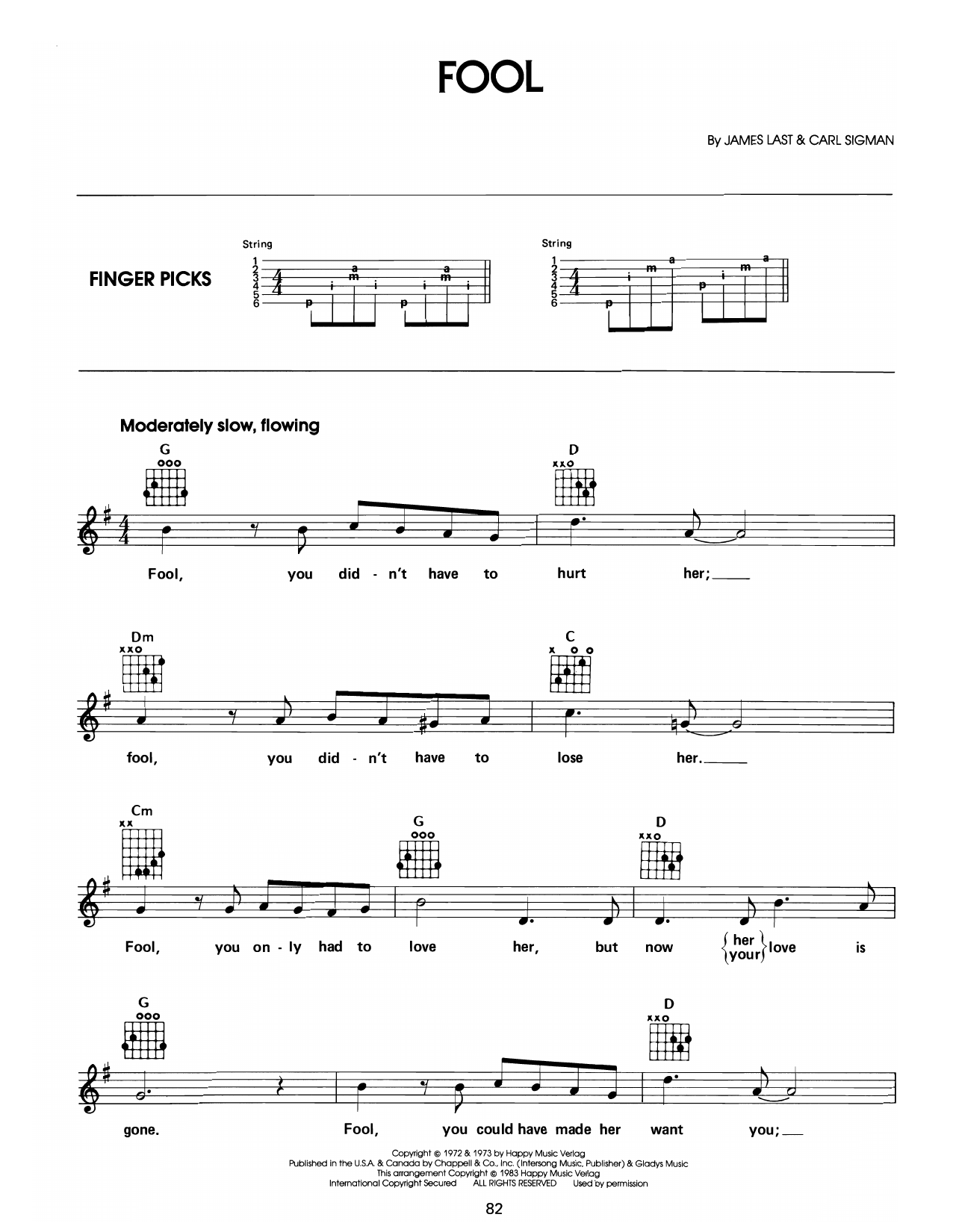 Elvis Presley Fool Sheet Music Notes & Chords for Easy Guitar - Download or Print PDF