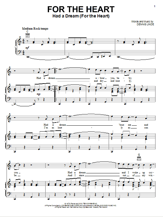 Elvis Presley For The Heart (Had A Dream (For The Heart)) Sheet Music Notes & Chords for Piano, Vocal & Guitar (Right-Hand Melody) - Download or Print PDF