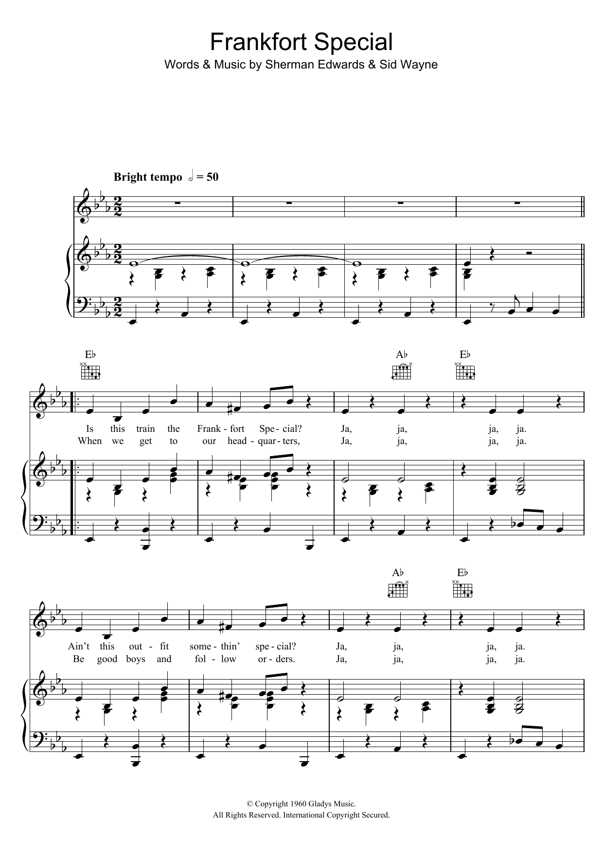 Elvis Presley Frankfort Special Sheet Music Notes & Chords for Piano, Vocal & Guitar (Right-Hand Melody) - Download or Print PDF