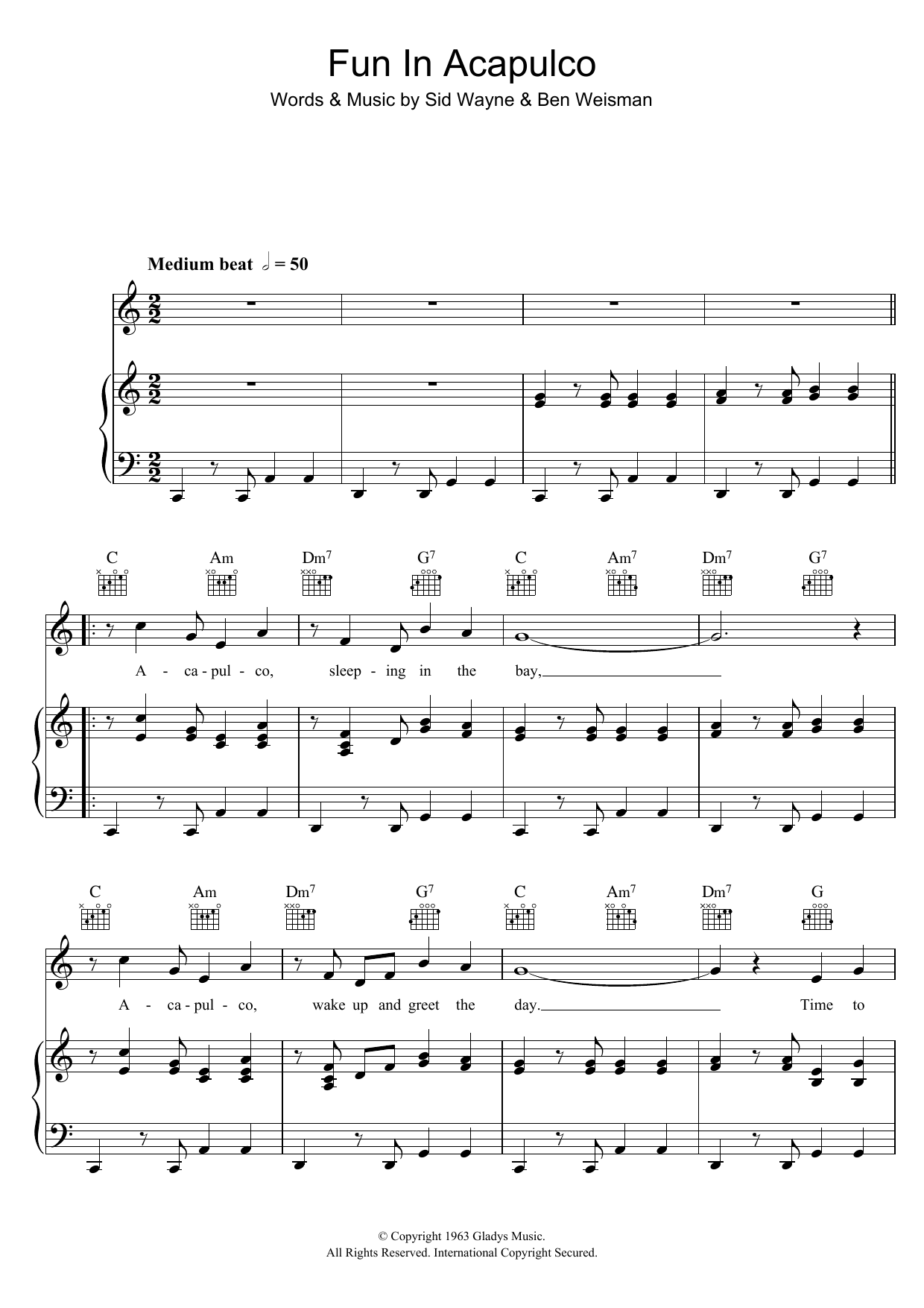 Elvis Presley Fun In Acapulco Sheet Music Notes & Chords for Piano, Vocal & Guitar Chords (Right-Hand Melody) - Download or Print PDF
