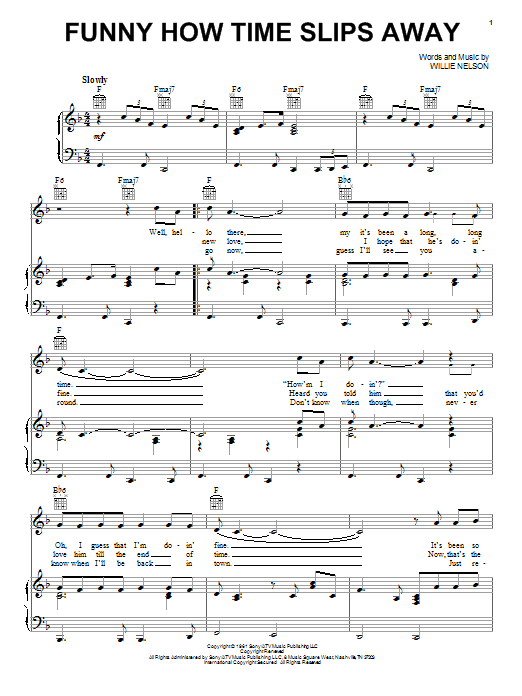Elvis Presley Funny How Time Slips Away Sheet Music Notes & Chords for Piano, Vocal & Guitar (Right-Hand Melody) - Download or Print PDF