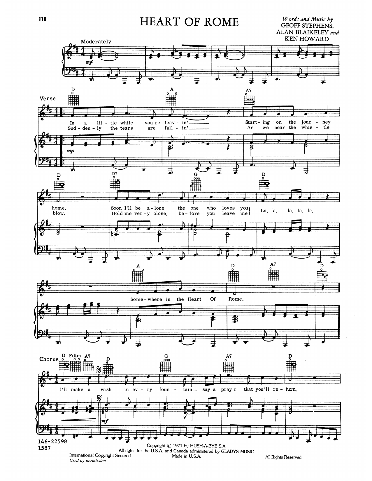 Elvis Presley Heart Of Rome Sheet Music Notes & Chords for Piano, Vocal & Guitar Chords (Right-Hand Melody) - Download or Print PDF Elvis Presley Heart Of Rome Sheet Music Notes & Chords for Piano, Vocal & Guitar Chords (Right-Hand Melody) - Download or Print PDF