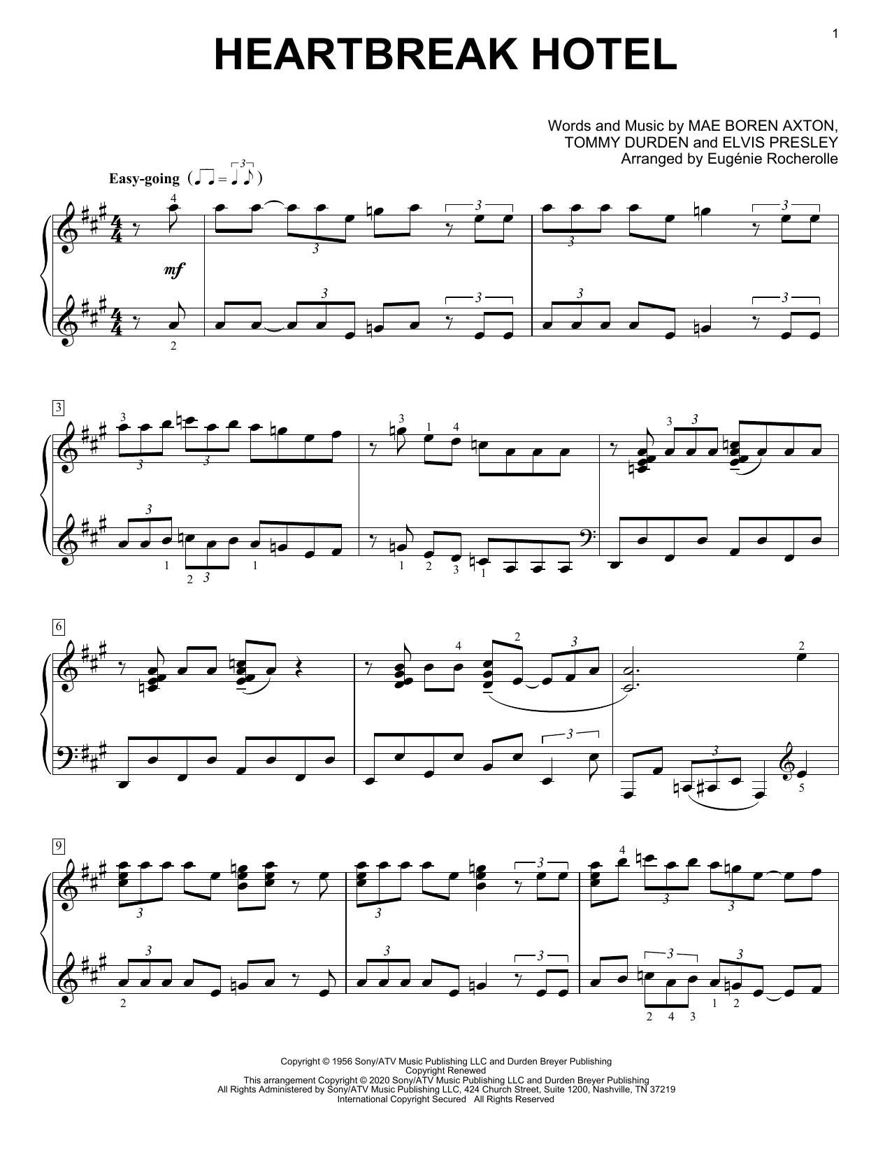 Elvis Presley Heartbreak Hotel [Boogie-woogie version] (arr. Eugénie Rocherolle) Sheet Music Notes & Chords for Piano Solo - Download or Print PDF