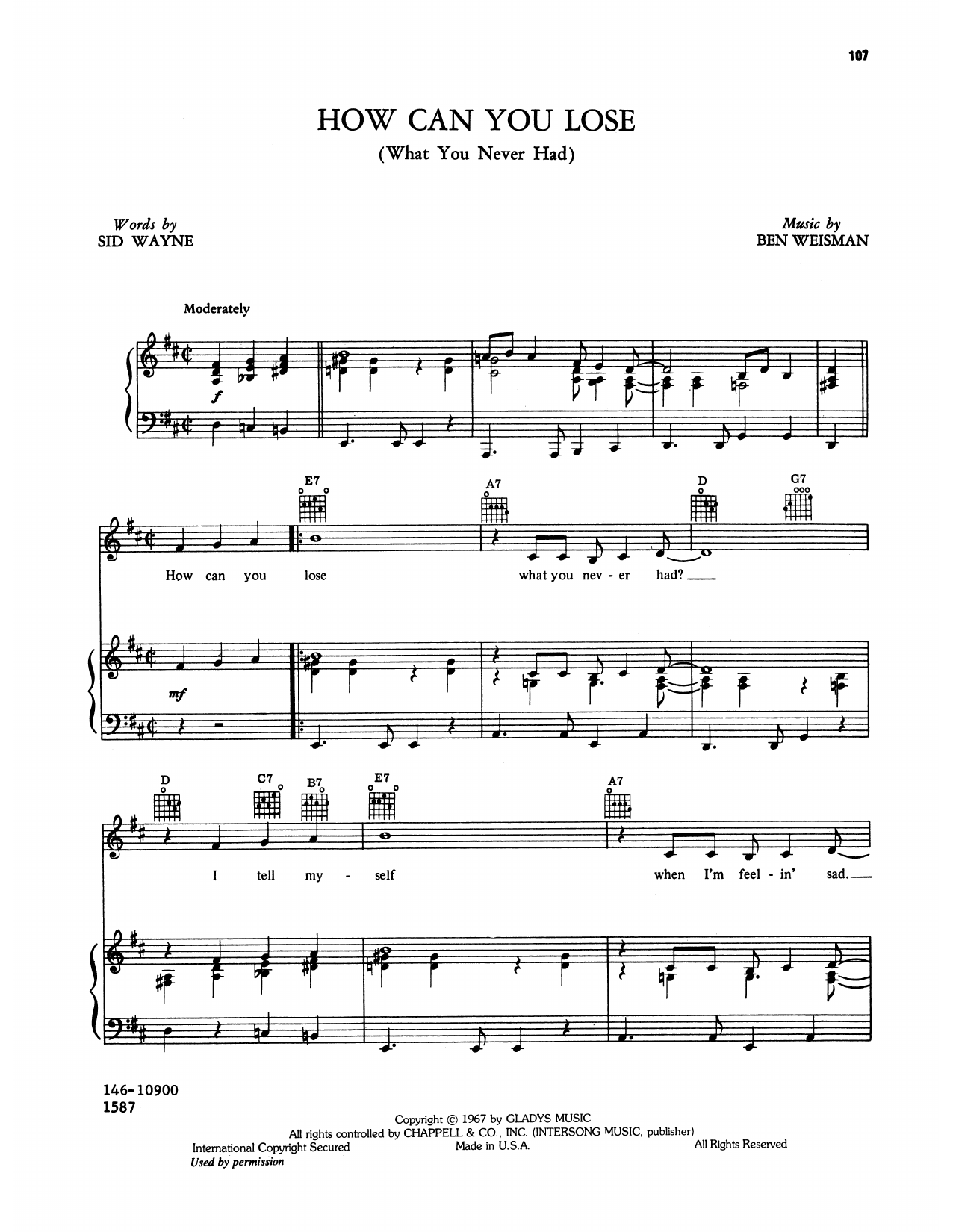 Elvis Presley How Can You Lose Sheet Music Notes & Chords for Piano, Vocal & Guitar Chords (Right-Hand Melody) - Download or Print PDF Elvis Presley How Can You Lose Sheet Music Notes & Chords for Piano, Vocal & Guitar Chords (Right-Hand Melody) - Download or Print PDF