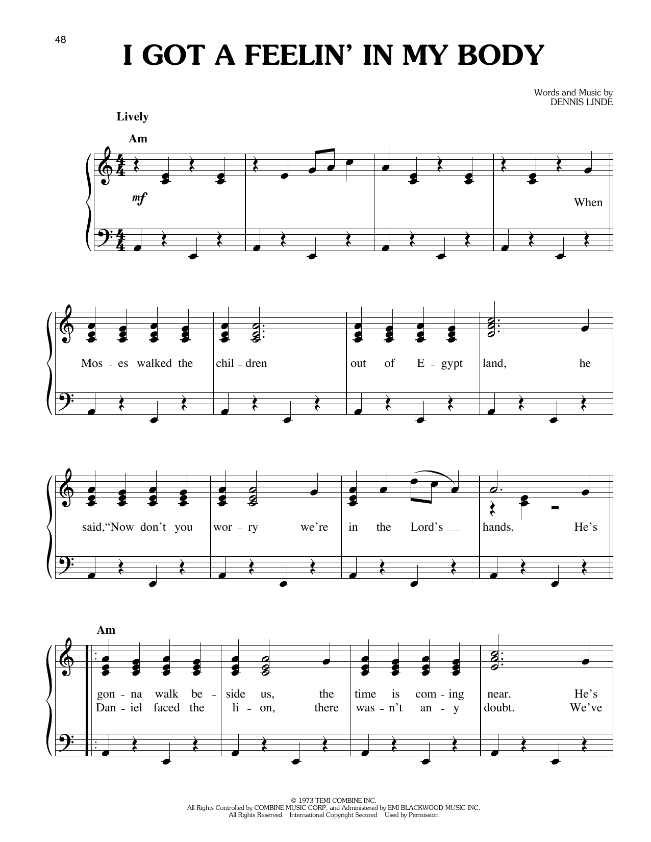 Elvis Presley I Got A Feelin' In My Body Sheet Music Notes & Chords for Easy Piano - Download or Print PDF