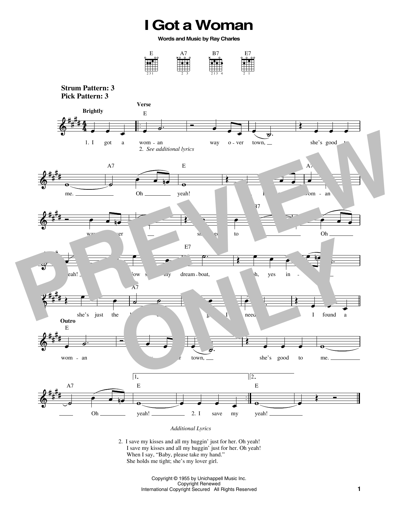 Elvis Presley I Got A Woman Sheet Music Notes & Chords for Easy Guitar - Download or Print PDF