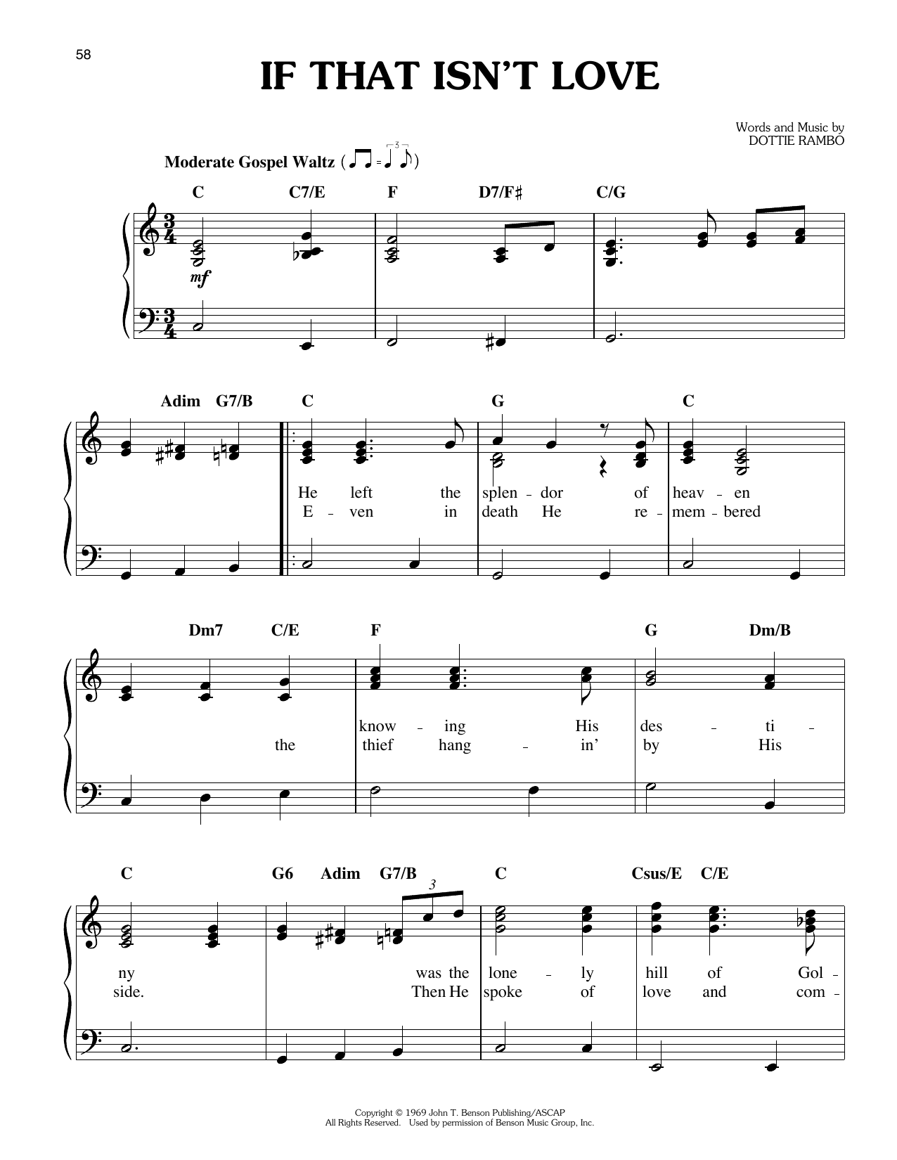 Elvis Presley If That Isn't Love Sheet Music Notes & Chords for Easy Piano - Download or Print PDF
