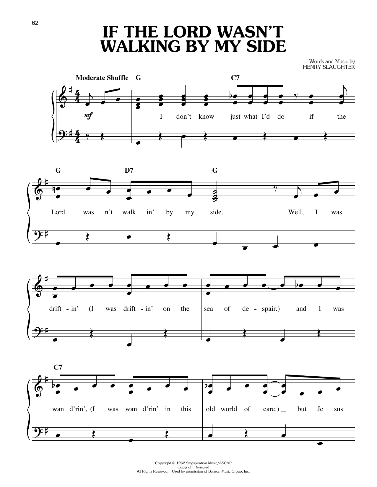 Elvis Presley If The Lord Wasn't Walking By My Side Sheet Music Notes & Chords for Easy Piano - Download or Print PDF