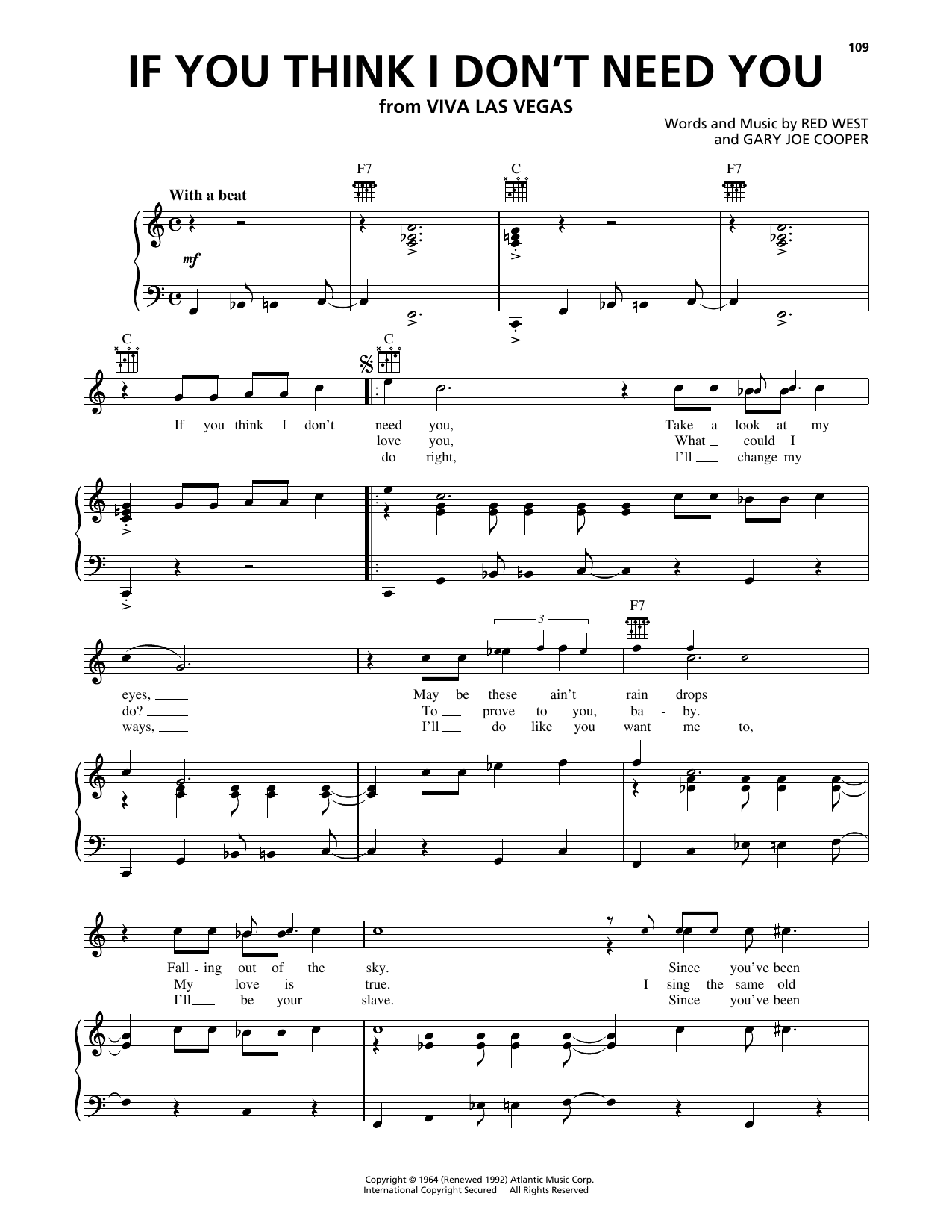 Elvis Presley If You Think I Don't Need You Sheet Music Notes & Chords for Piano, Vocal & Guitar Chords (Right-Hand Melody) - Download or Print PDF Elvis Presley If You Think I Don't Need You Sheet Music Notes & Chords for Piano, Vocal & Guitar Chords (Right-Hand Melody) - Download or Print PDF