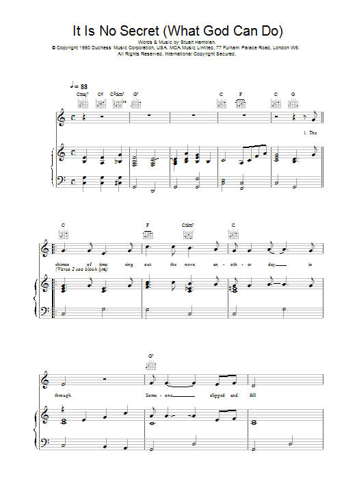 Elvis Presley It Is No Secret (What God Can Do) Sheet Music Notes & Chords for Piano, Vocal & Guitar (Right-Hand Melody) - Download or Print PDF