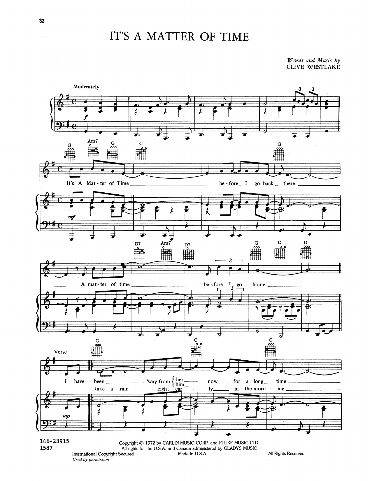 Elvis Presley It's A Matter Of Time Sheet Music Notes & Chords for Piano, Vocal & Guitar Chords (Right-Hand Melody) - Download or Print PDF Elvis Presley It's A Matter Of Time Sheet Music Notes & Chords for Piano, Vocal & Guitar Chords (Right-Hand Melody) - Download or Print PDF