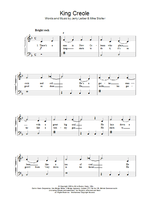 Elvis Presley King Creole Sheet Music Notes & Chords for Guitar Tab - Download or Print PDF