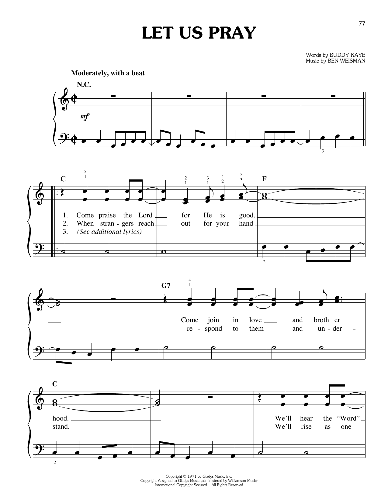 Elvis Presley Let Us Pray Sheet Music Notes & Chords for Easy Piano - Download or Print PDF