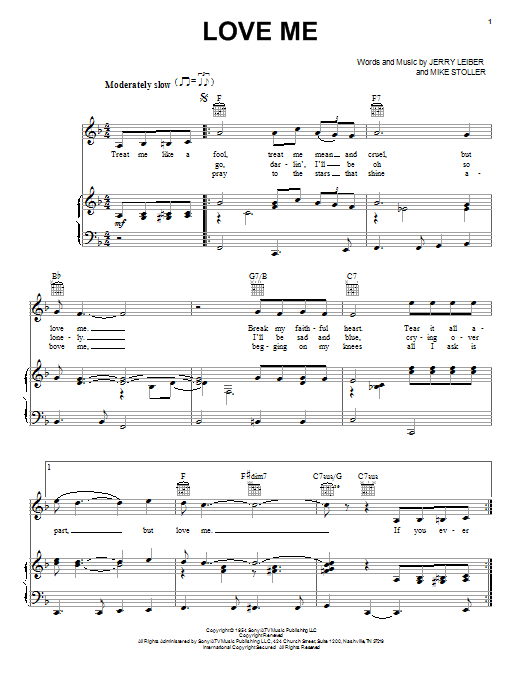 Elvis Presley Love Me Sheet Music Notes & Chords for Melody Line, Lyrics & Chords - Download or Print PDF