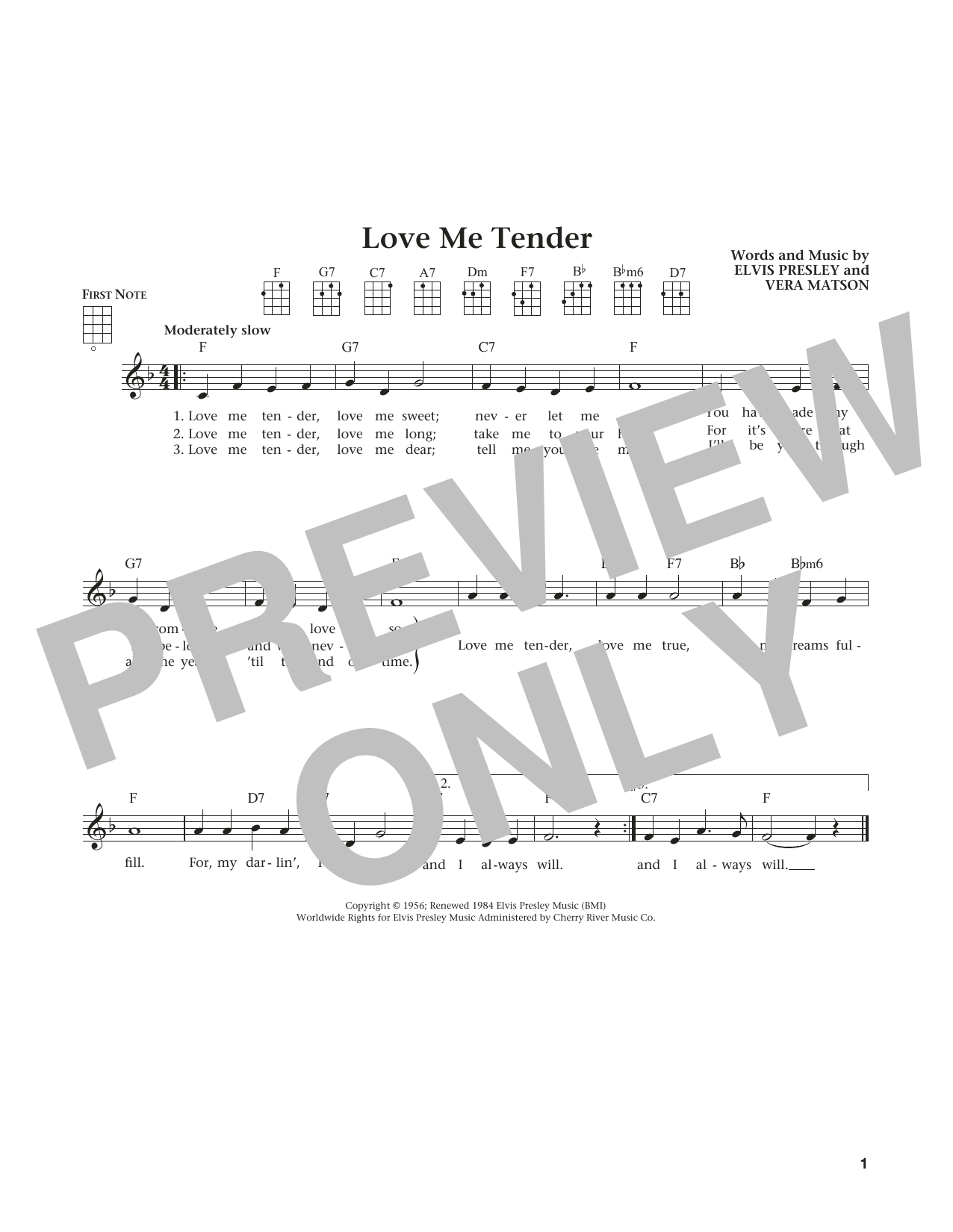 Elvis Presley Love Me Tender (from The Daily Ukulele) (arr. Liz and Jim Beloff) Sheet Music Notes & Chords for Ukulele - Download or Print PDF