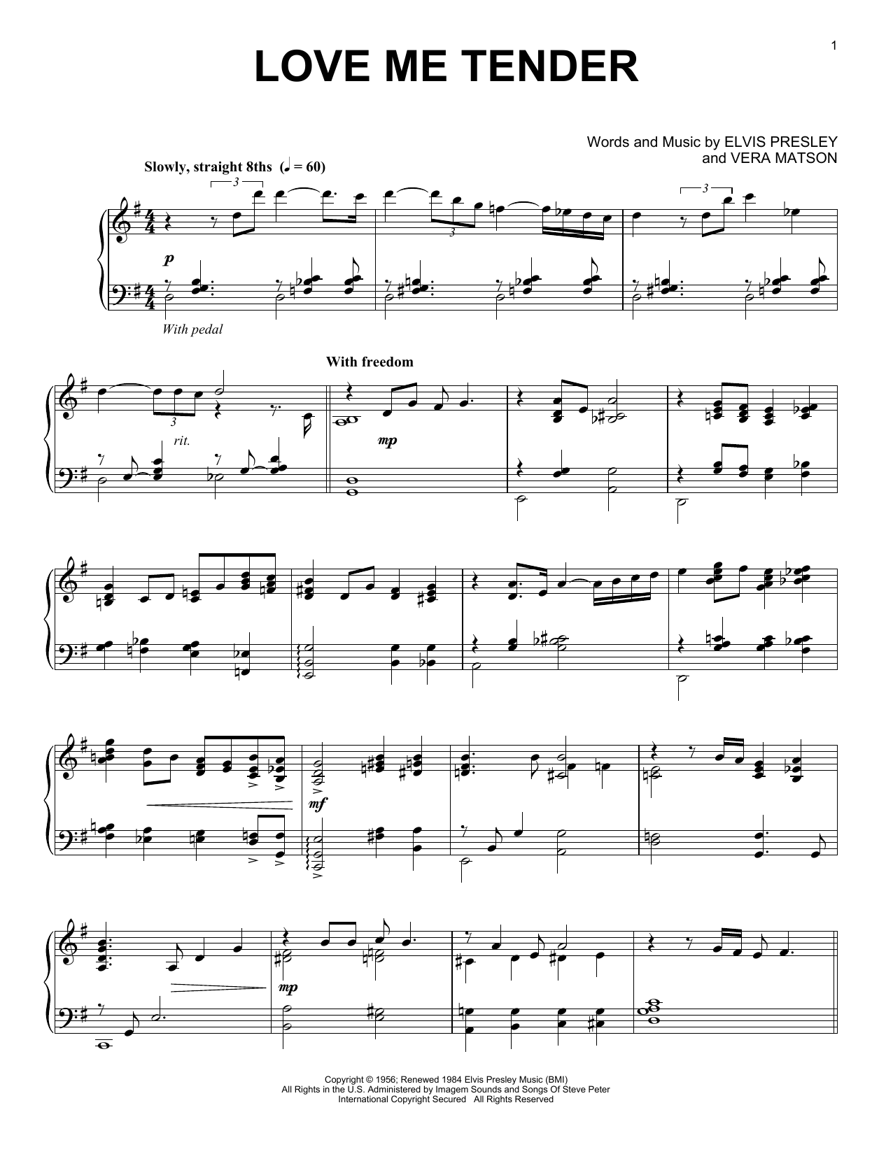 Elvis Presley Love Me Tender [Jazz version] Sheet Music Notes & Chords for Piano Solo - Download or Print PDF