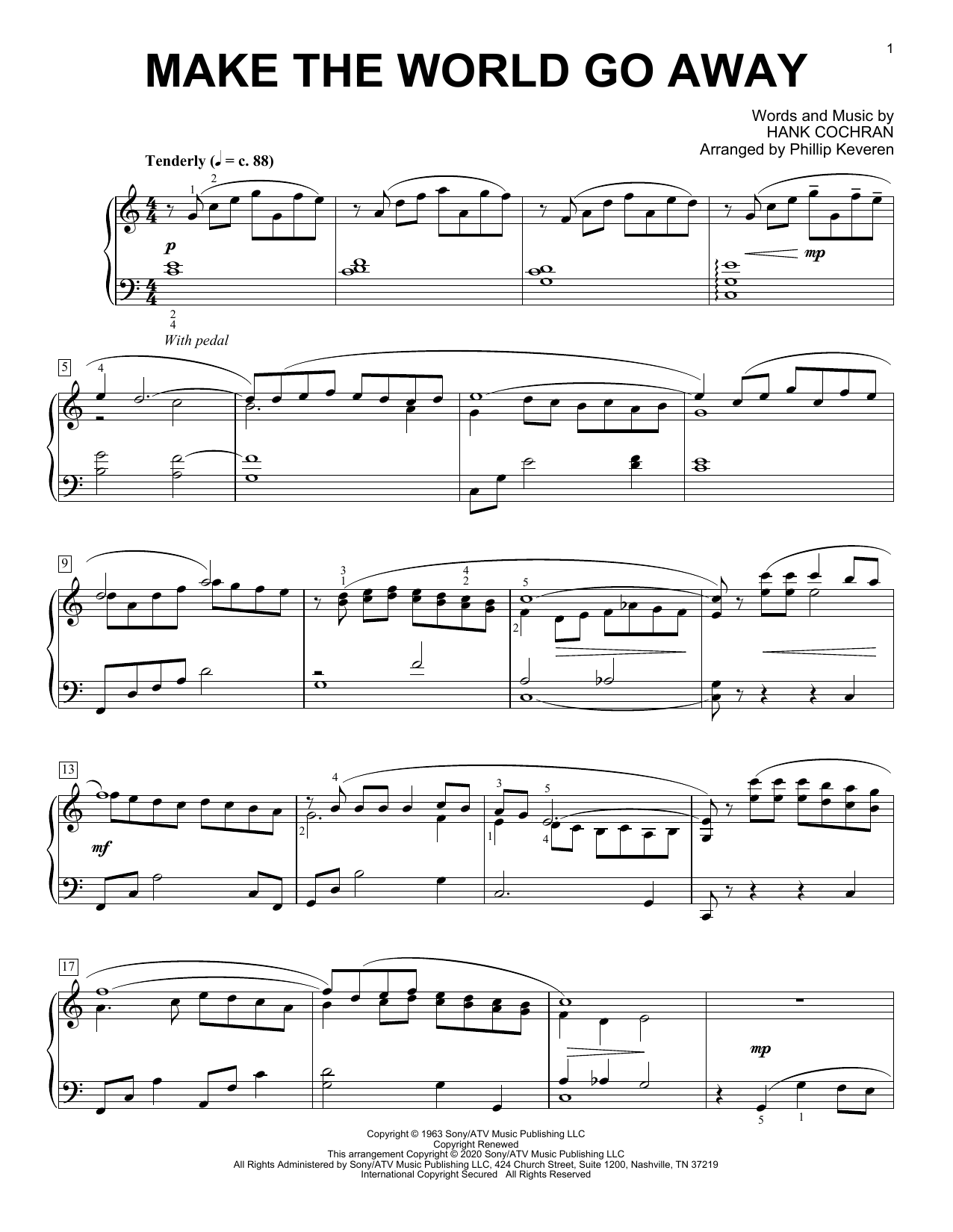 Elvis Presley Make The World Go Away [Classical version] (arr. Phillip Keveren) Sheet Music Notes & Chords for Piano Solo - Download or Print PDF