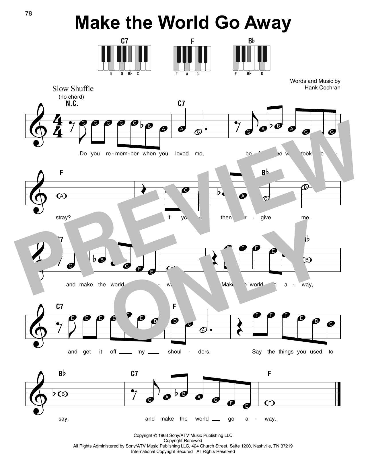 Elvis Presley Make The World Go Away Sheet Music Notes & Chords for Super Easy Piano - Download or Print PDF